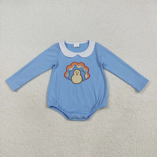 LR2261 Baby Boys Blue Long Sleeves Turkey Bummies Rompers D 7.14