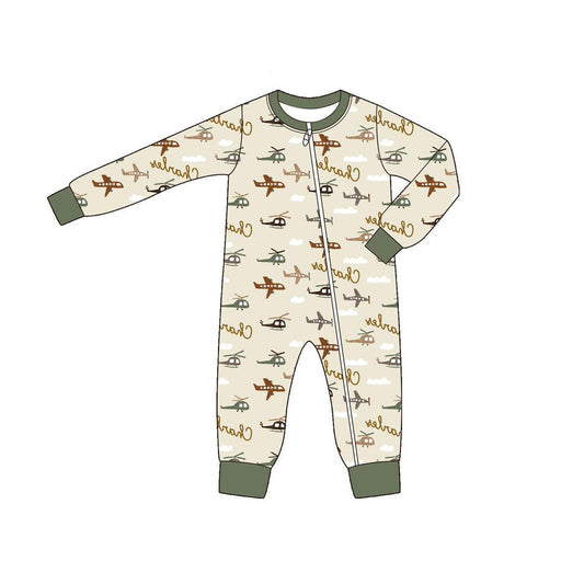 presale LR2308 Baby Boys Long Sleeves Planes Airs Zipper Rompers D 6.14
