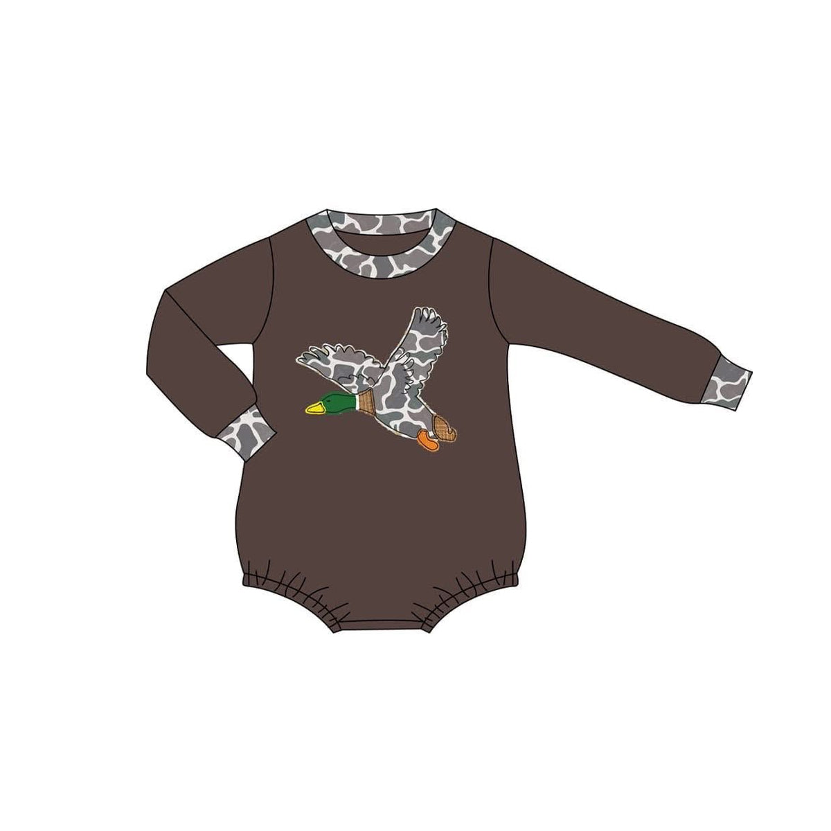 LR2310  Baby Boys Brown Long Sleeves Camo Duck Western Rompers  D 7.21