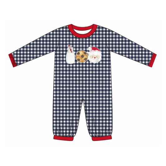 presale LR2319 Baby Boys Black Plaid Long Sleeves Milk Santa Pant Rompers D 6.14