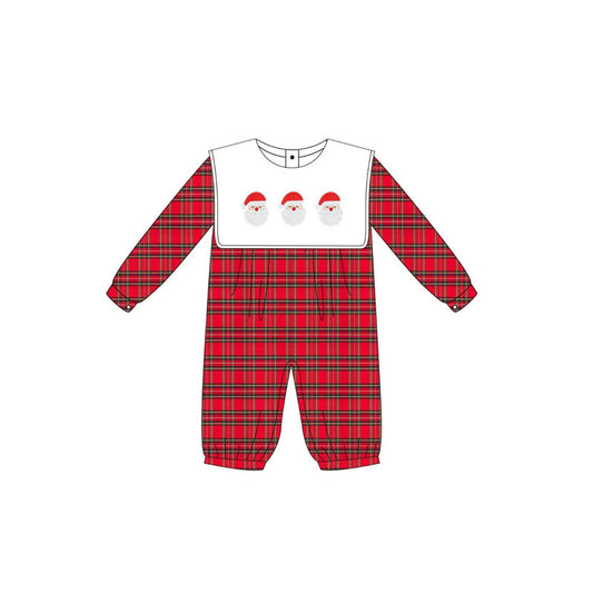 presale LR2321 Baby Boys Red Plaid Long Sleeves Santa Pant Rompers D 6.14
