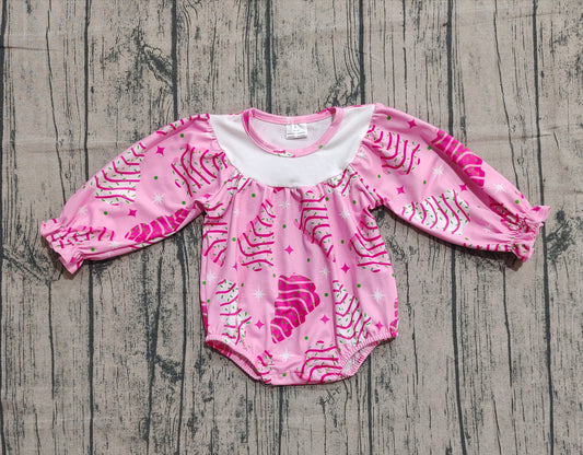 presale LR2333  Baby Girls Long Sleeves Stripe Trees Plaid Ruffle Rompers  D 918