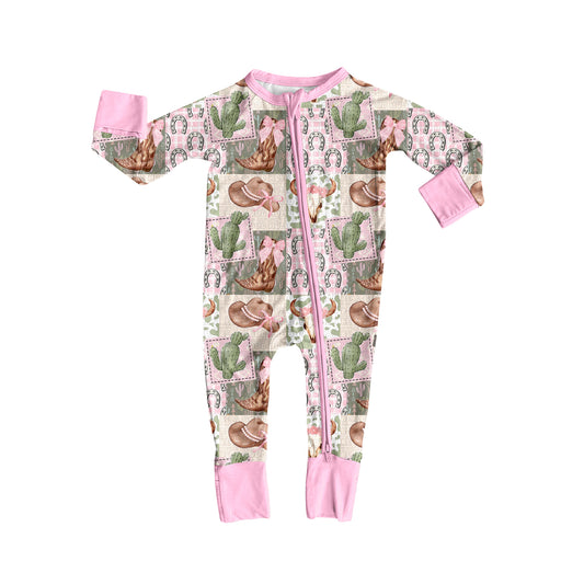 presale LR2359 Baby Girls Long Sleeves Cactus Hats Boots Zipper Rompers D 6.26