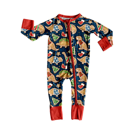 presale LR2369 Baby Boys Long Sleeves Trees Dinosaurs Zipper Pant Rompers D 7.1