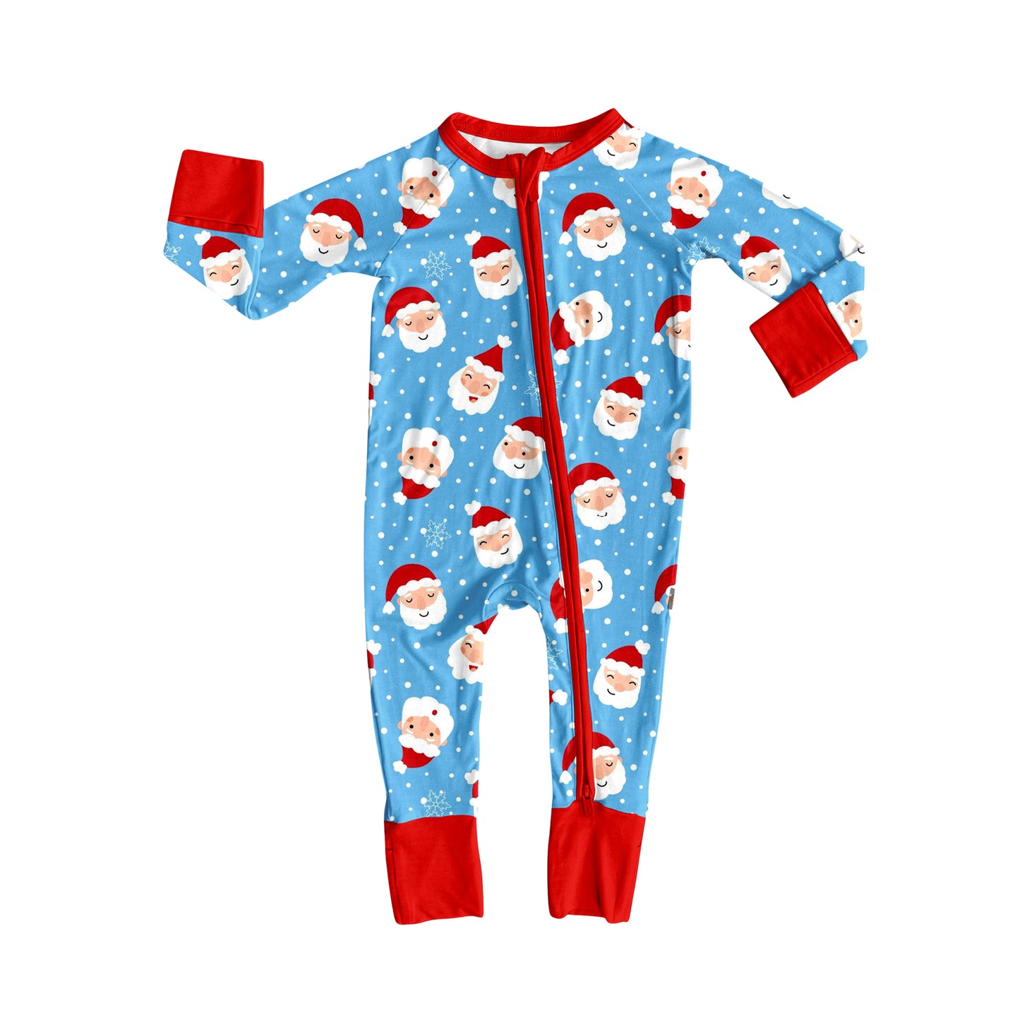presale  LR2377 Baby Boys Blue Long Sleeves Santa Plaid Zipper Pant Rompers  D 7.1