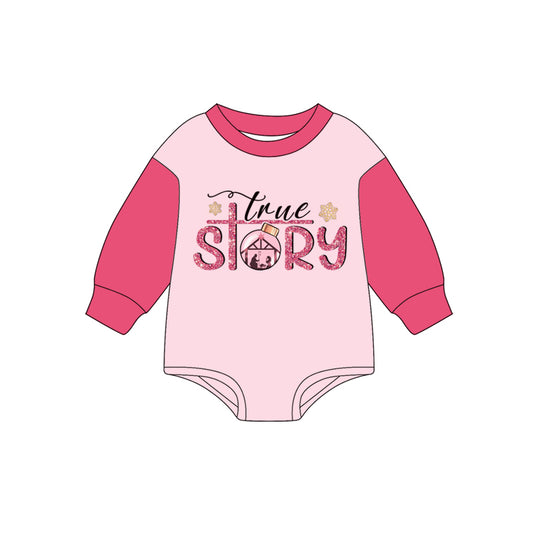 presale LR2381 Baby Girls Long Sleeves True Story Rompers D 7.1