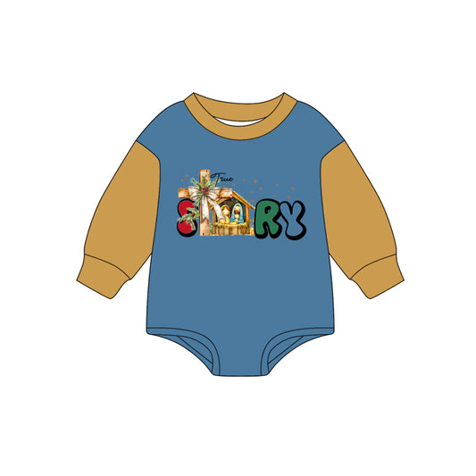presale LR2382 Baby Boys Long Sleeves True Story Rompers  D 7.1
