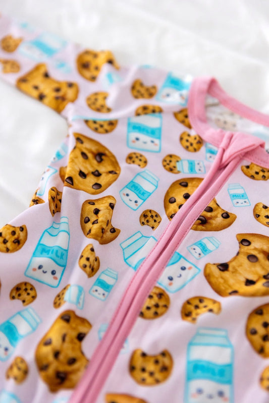 presale LR2398 Baby Girls Pink Long Sleeves Milk Cookies Zipper Pant Rompers D 7.4