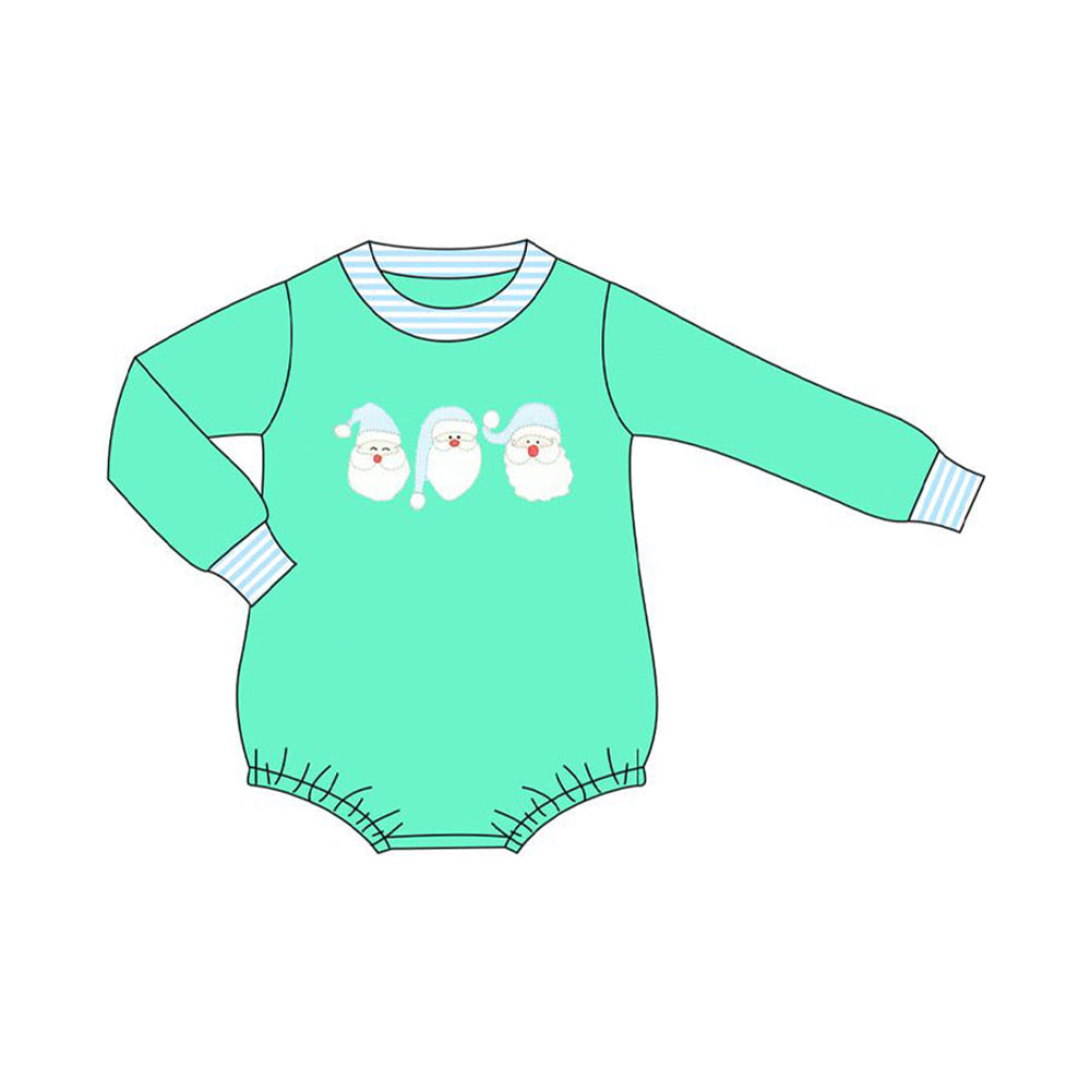 LR2412 Baby Boys Green Long Sleeves Santa Rompers  D 821