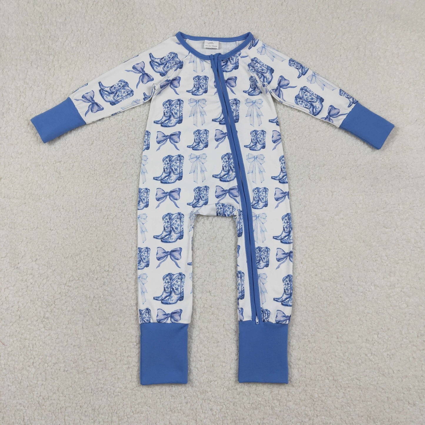 Baby Girls Western Bows Boots Convertible Rompers Two-Way Zipper Rompers for Infants