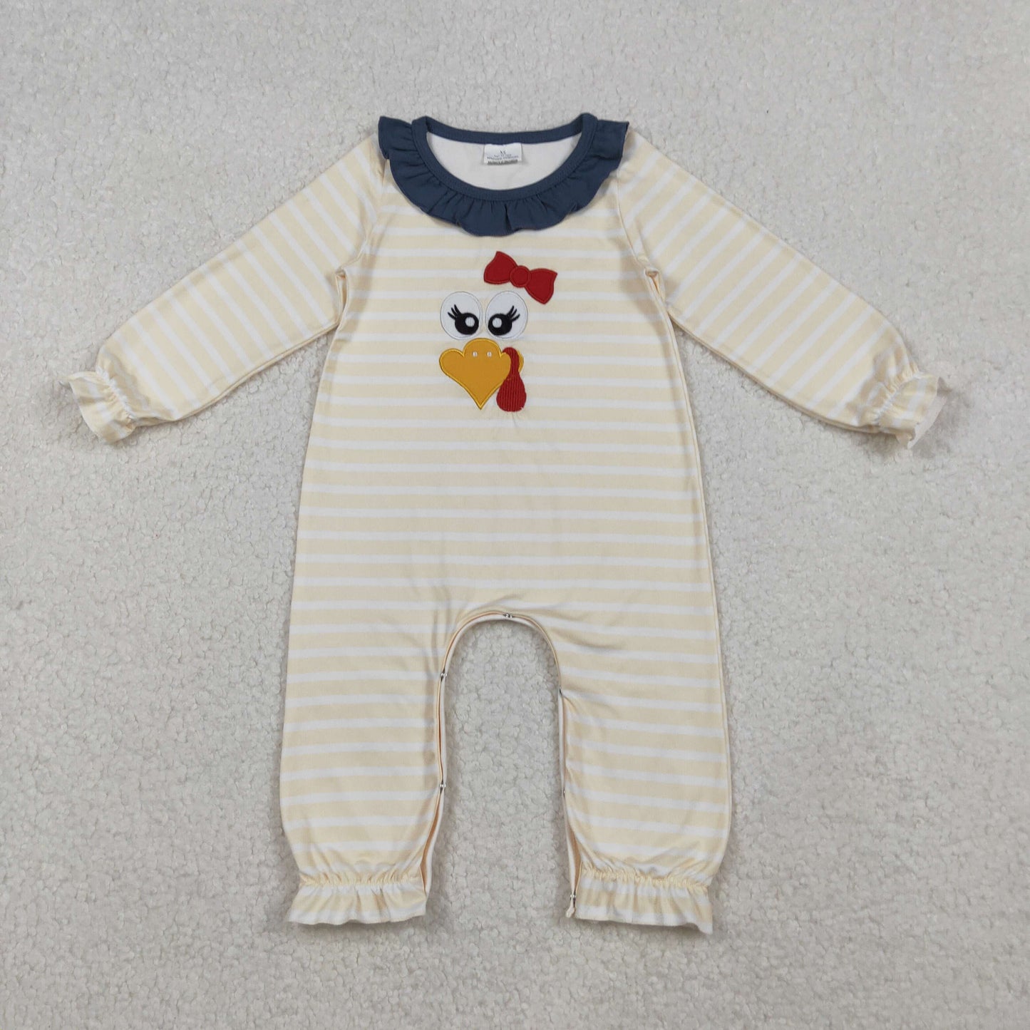 Sibling Baby Girls Stripe Embroidery Turkey Tunic Ruffle Pants Thanksgiving Set Footie Rompers D 1020