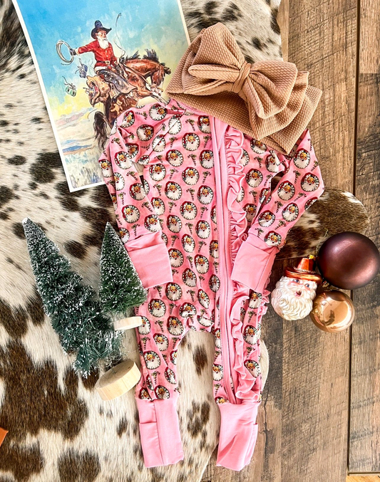 presale LR2427 Baby Girls Long Sleeves Christmas Santa Plaid Ruffle Zipper Pant Rompers D 7.11