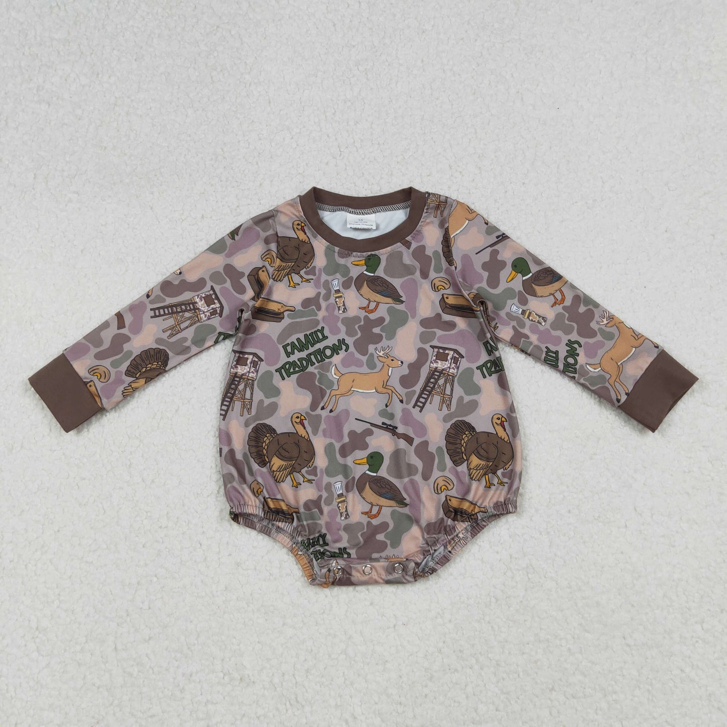 LR2440 Baby Boys Long Sleeves Turkey Ducks Camo Hunting Rompers  D 910