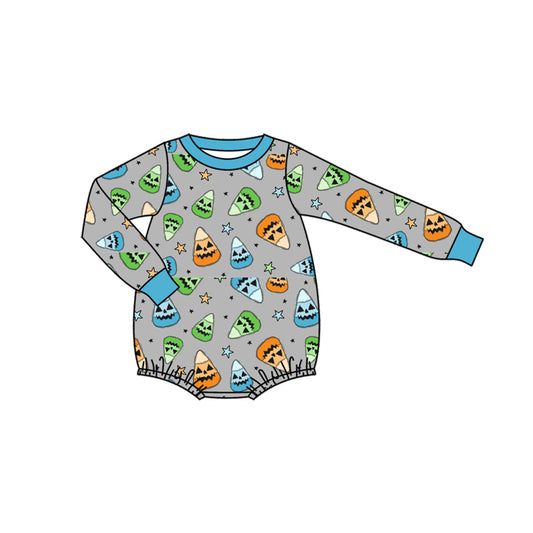 presale LR2446 Baby Boys Long Sleeves Ghosts Candy Stars Plaid Rompers D 7.15