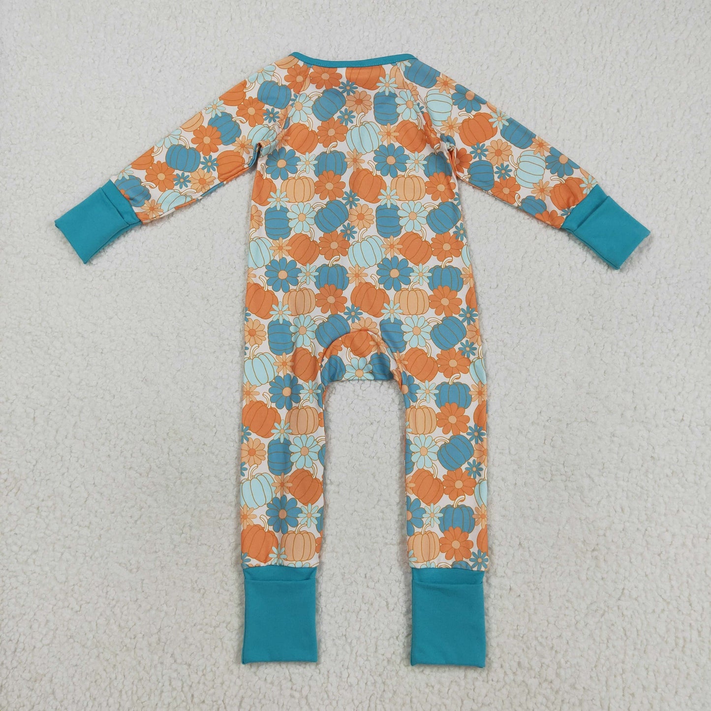 LR2461 Baby Boys Long Sleeves Colorful Pumpkins Flowers Zipper Pant Rompers  D 7.17