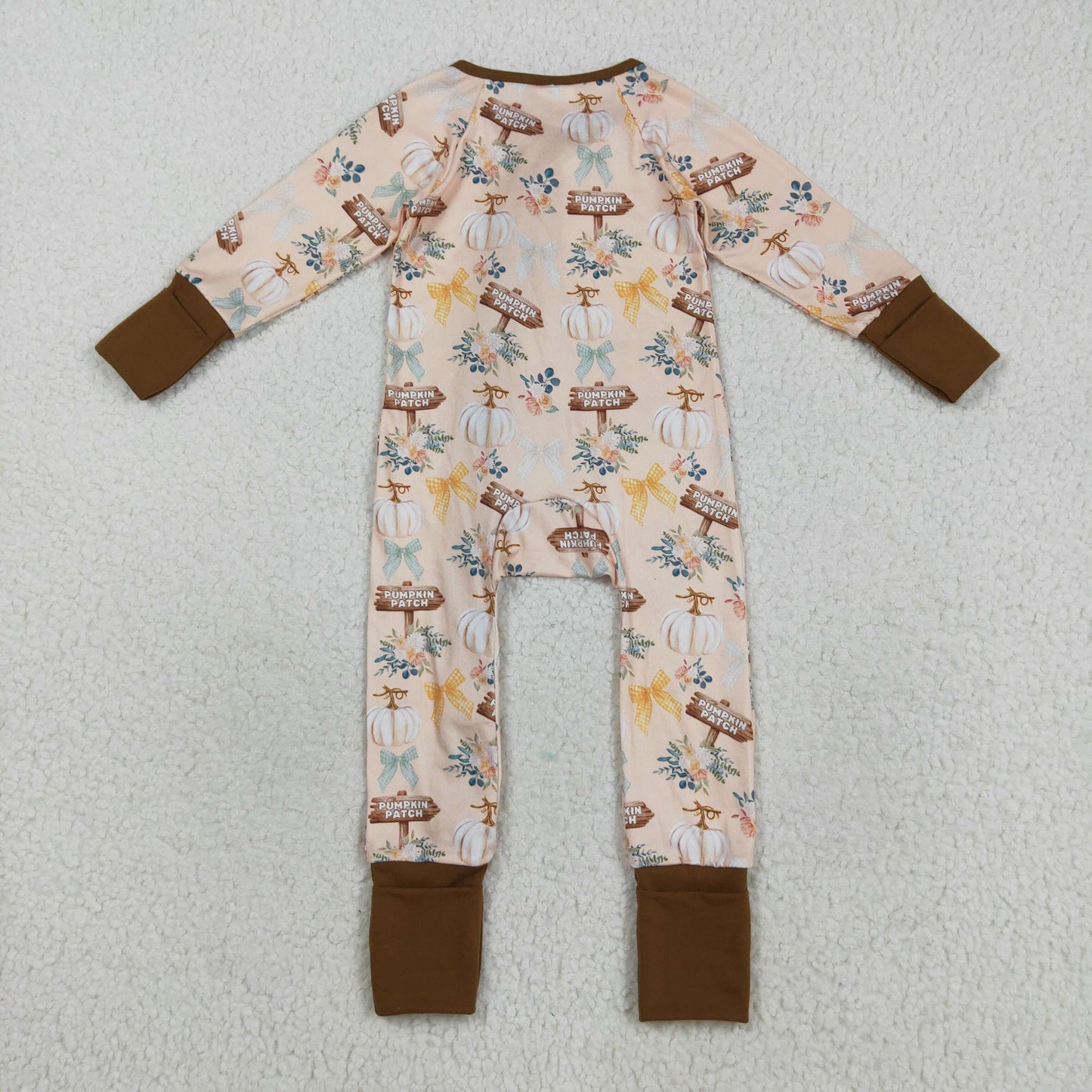 LR2462 Baby Boys Long Sleeves Pumpkins Patch Bows Zipper Pant Rompers  D 822