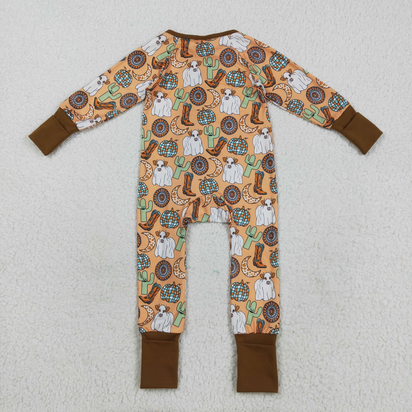 LR2463  Baby Boys Long Sleeves Cactus Boots Cows Zipper Pant Rompers  D 822