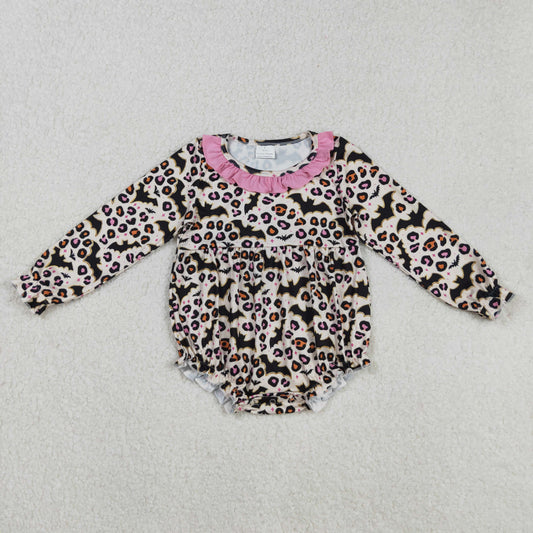 LR2473 Baby Girls Long Sleeves Leopard Bats Ruffle Rompers D 829