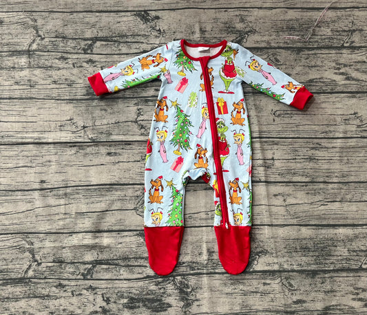 presale LR2478 Baby Girls Long Sleeves Cartoon Face Trees Zipper Footed Rompers D 7.30
