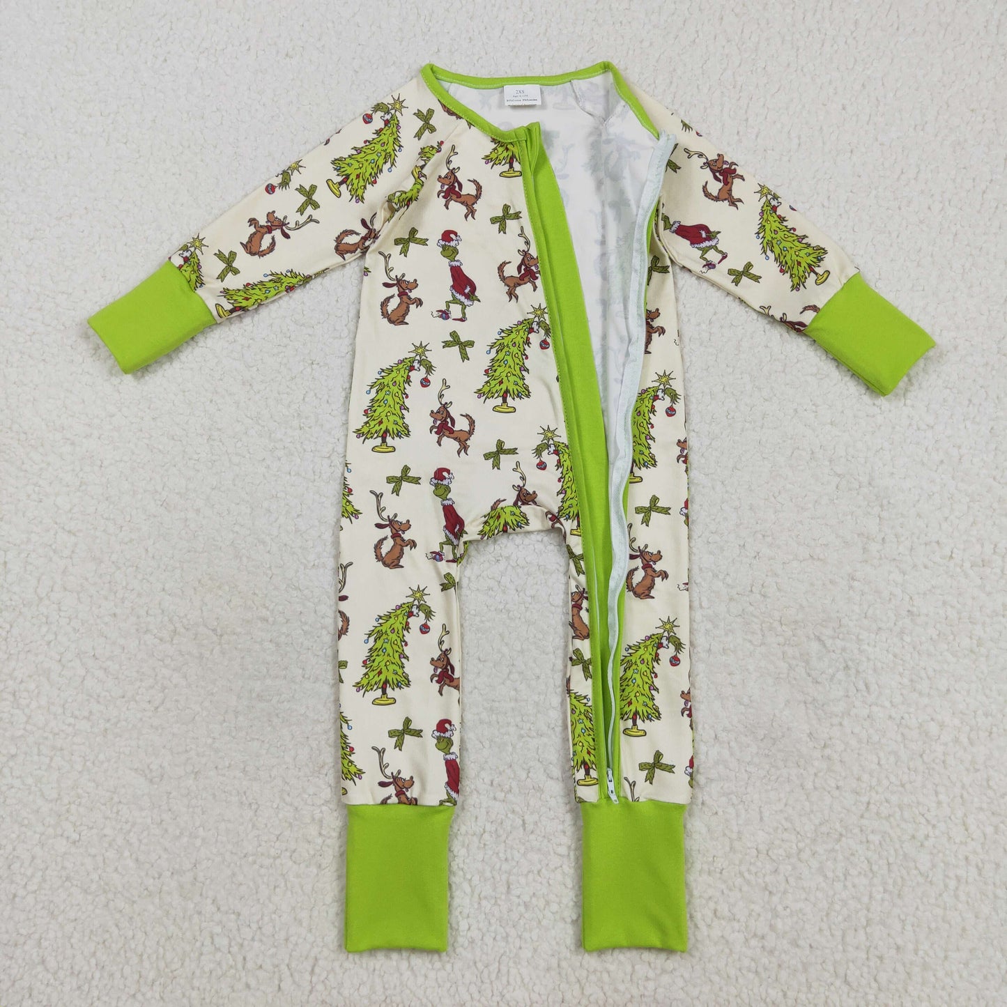 LR2481  Baby Boys Long Sleeves Christmas Trees Dogs Zipper Rompers D 821