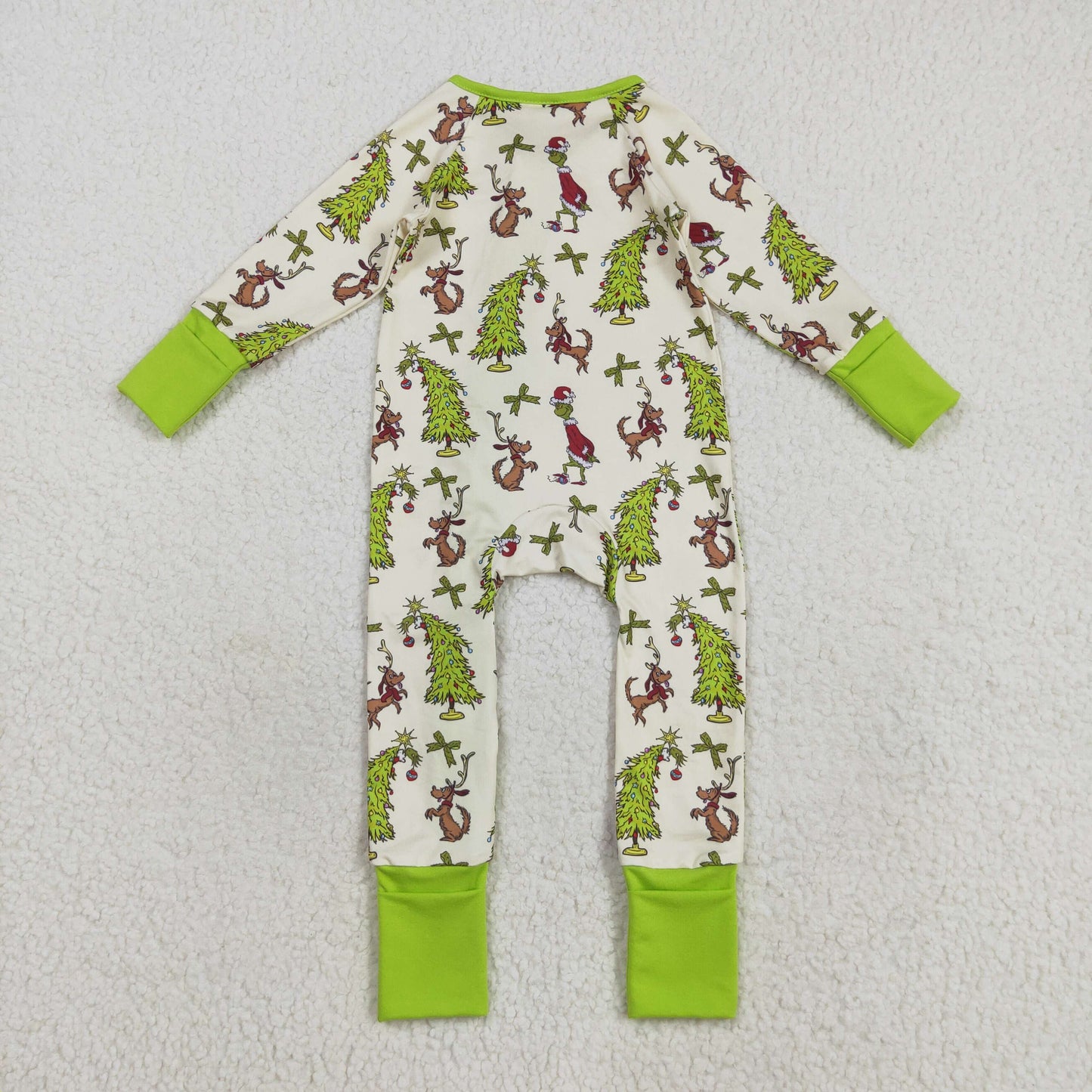 LR2481  Baby Boys Long Sleeves Christmas Trees Dogs Zipper Rompers D 821