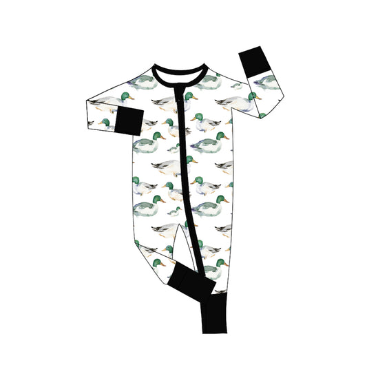 presale LR2499 Baby Boys Ducks Plaid Western Zipper Rompers   D 7.21