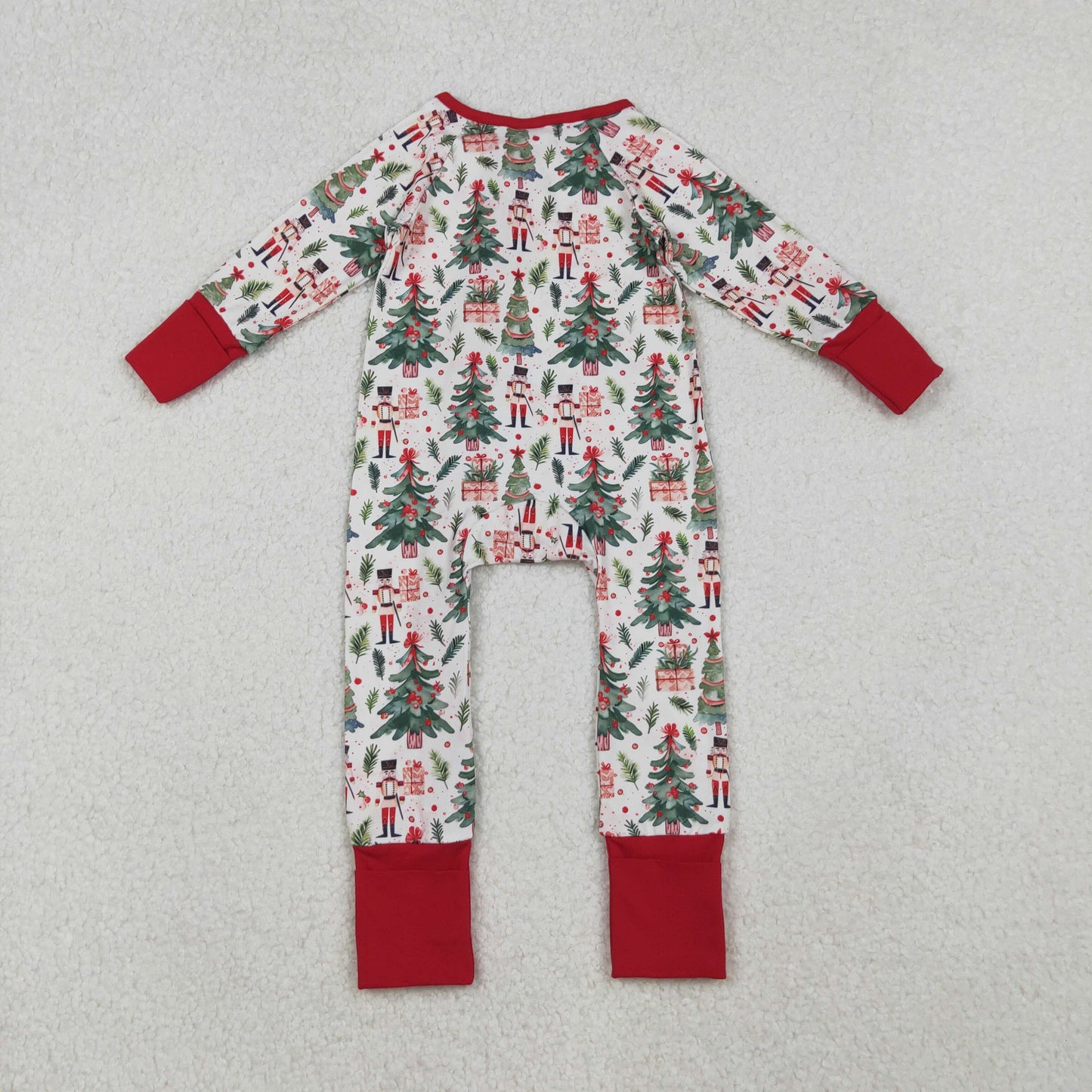 LR2507  Baby Girls Christmas Trees Soldiers Zipper Footie Rompers    D 924