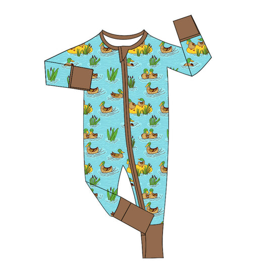 presale LR2523 Duck Brown and Blue Zipper Long Sleeve Bodysuit D 8.4