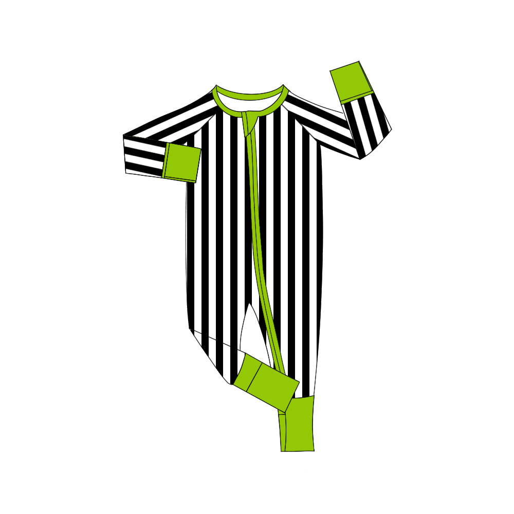 presale LR2529  Baby Boys Black Stripes Fall Zipper Footie Rompers D 8.5