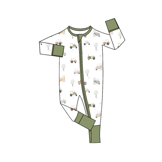 presale LR2532  Baby Boys Golf Plaid Zipper Footie Rompers  D 8.6