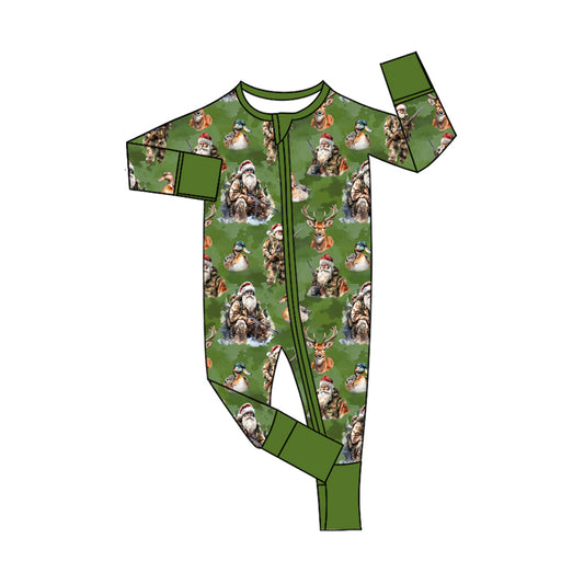 presale LR2538  Baby Girls Santa Deer Christmas Zipper Footie Rompers D 8.6