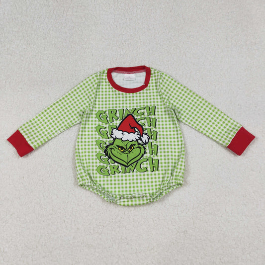 LR2555 Baby Boys Green Face Christmas Rompers D 910