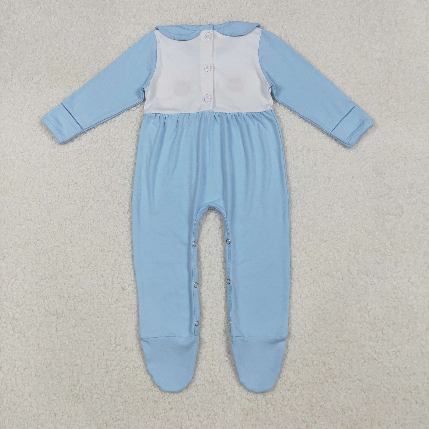 LR2562 Baby Boys Blue Pumpkins Turkey Fall Footed Rompers D 930