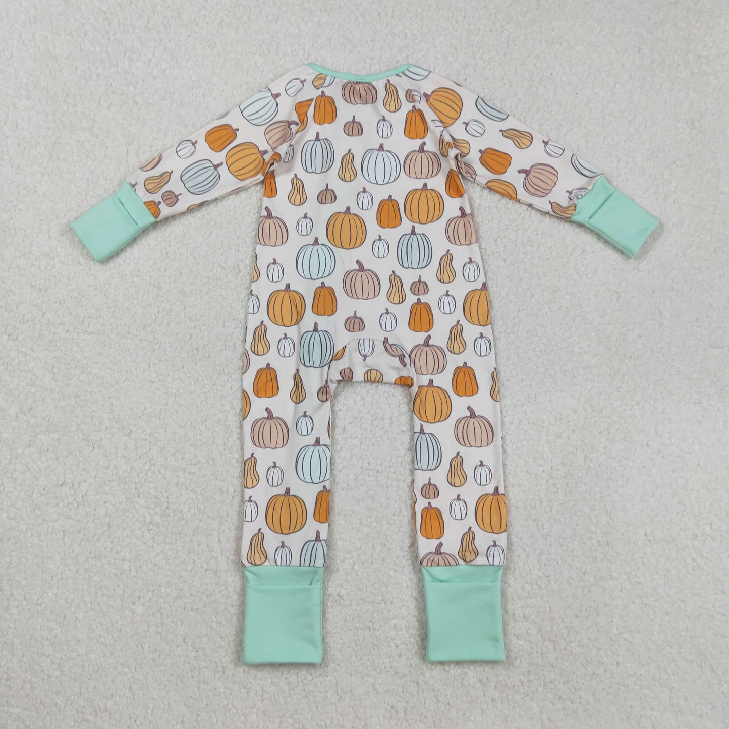 LR2565  Baby Boys Colorful Pumpkins Plaid Fall Zipper Footie Rompers D 901