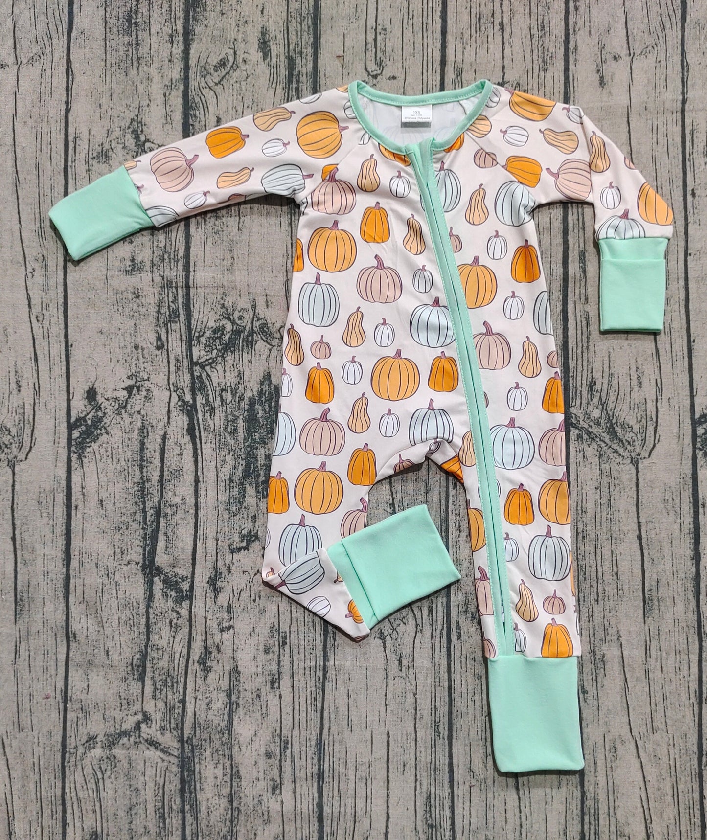 LR2565  Baby Boys Colorful Pumpkins Plaid Fall Zipper Footie Rompers D 901