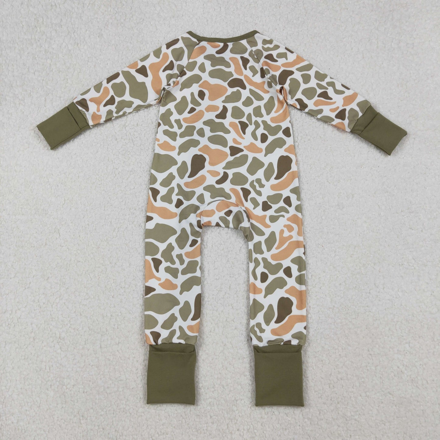 LR2578  Baby Boys Green Yellow Camo Western Zipper Footie Rompers D 926