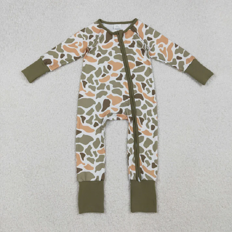 Sibling Baby Boys Green Orange Camo Western Pajamas Button Shirts Hoodies Top    D 929