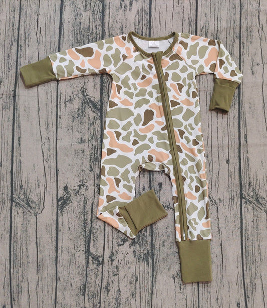 presale LR2578  Long-sleeved bodysuit with lime green camouflage and white zipper D 818