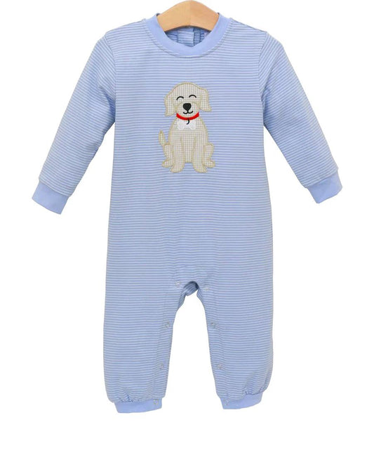 presale LR2579 Baby Boys Blue Stripe Dogs Footie Rompers  D 820
