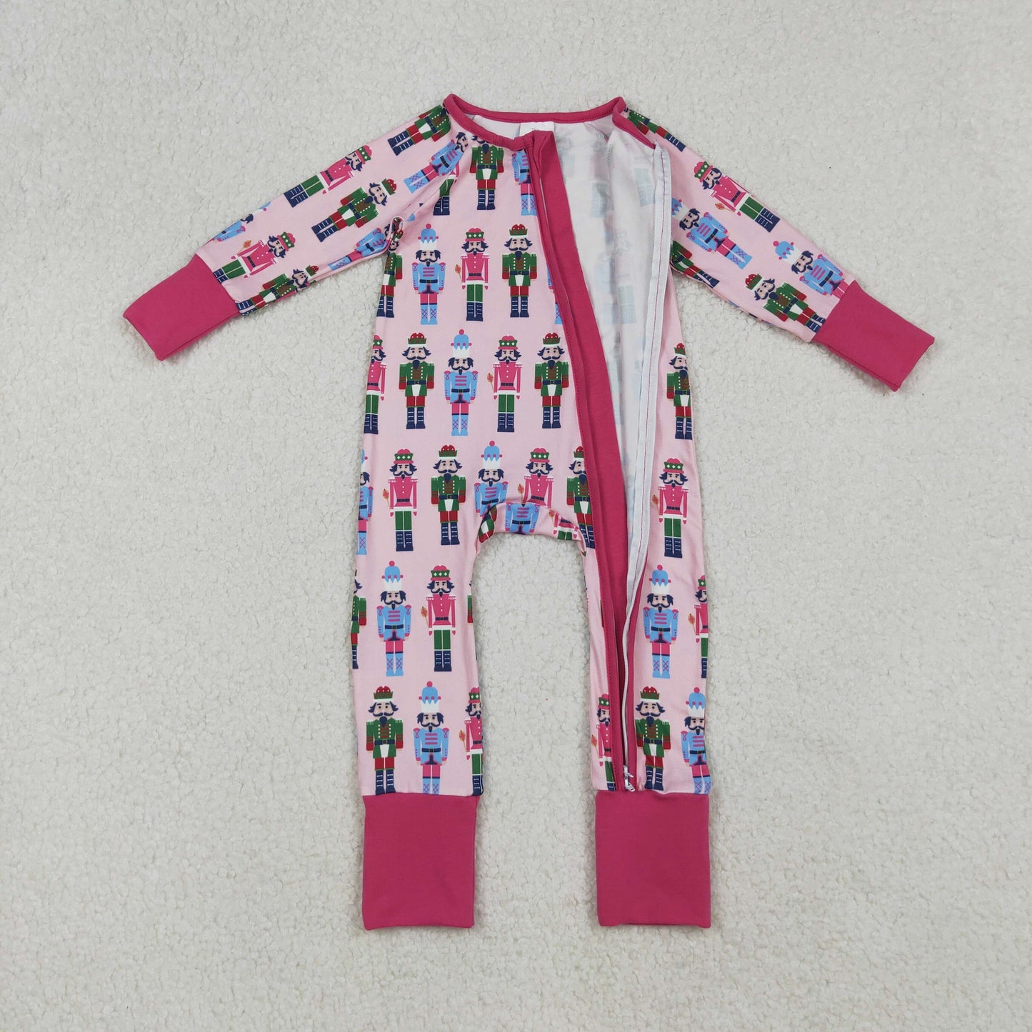 LR2598 Baby Girls Colorful Soldiers Plaid Zipper Footie Rompers D 904