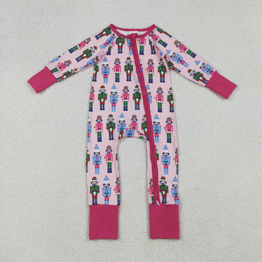 LR2598 Baby Girls Colorful Soldiers Plaid Zipper Footie Rompers D 904