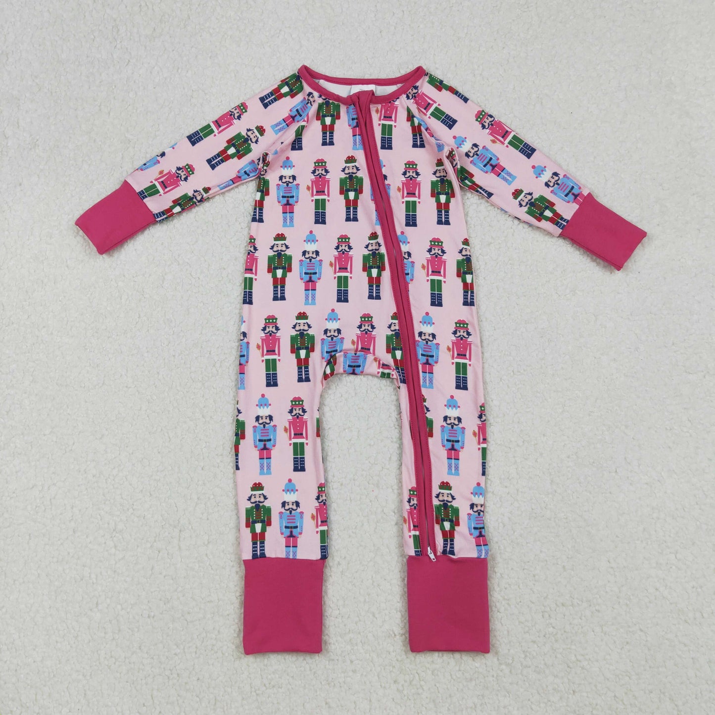 LR2598 Baby Girls Colorful Soldiers Plaid Zipper Footie Rompers D 904