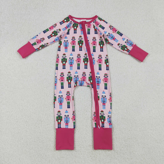 LR2598 Baby Girls Colorful Soldiers Plaid Zipper Footie Rompers D 904