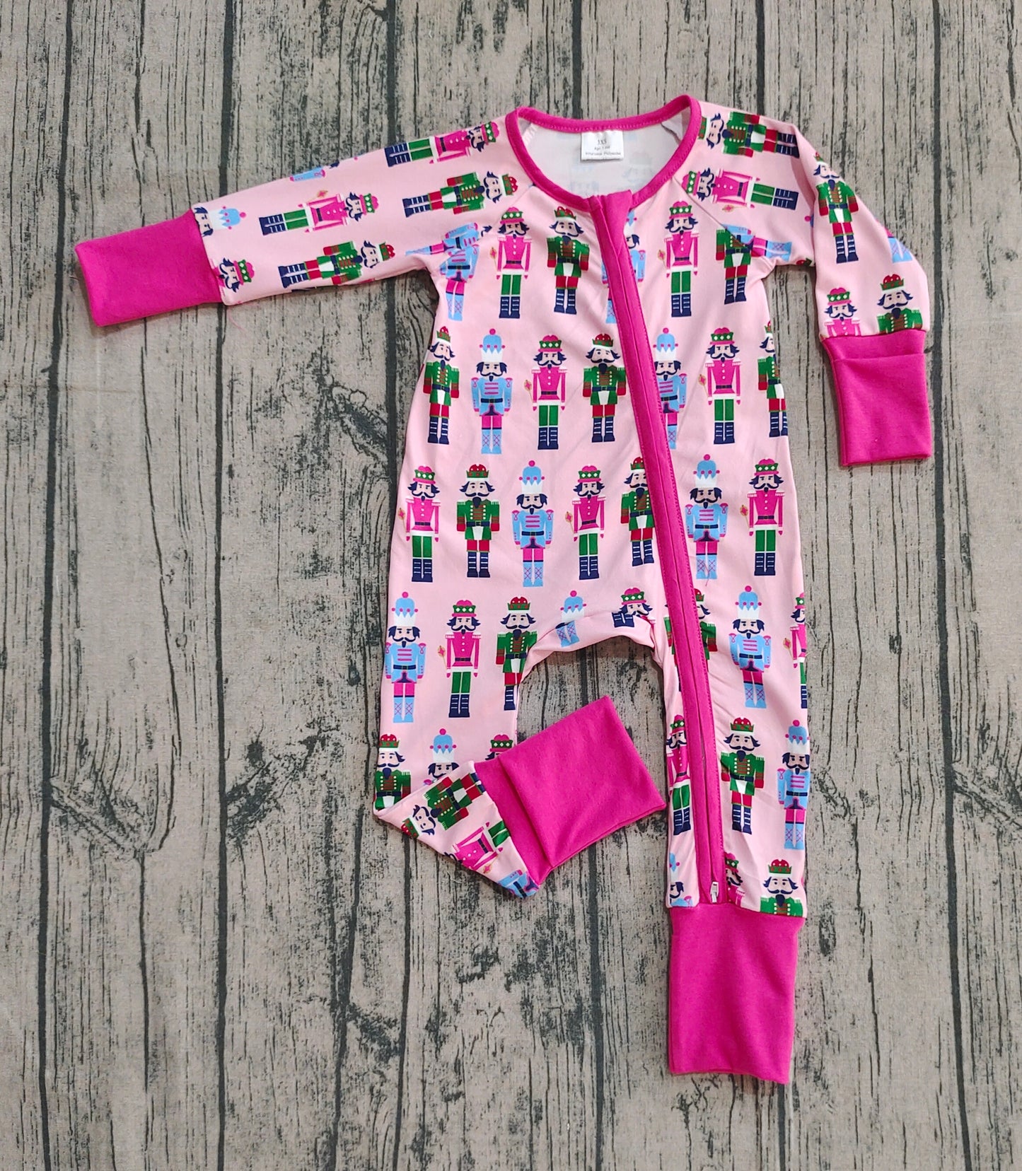 LR2598 Baby Girls Colorful Soldiers Plaid Zipper Footie Rompers D 904