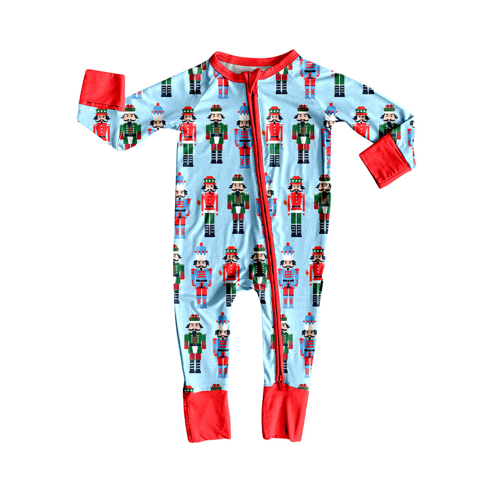 LR2599 Baby Boys Colorful Soldiers Plaid Zipper Footie Rompers D 906