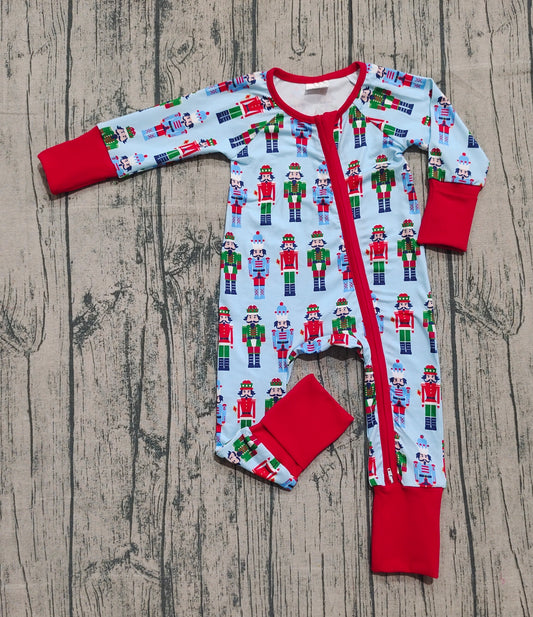 presale LR2599 Baby Boys Colorful Soldiers Plaid Zipper Footie Rompers D 906