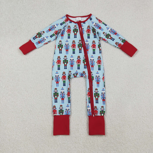 LR2599 Baby Boys Colorful Soldiers Plaid Zipper Footie Rompers D 906