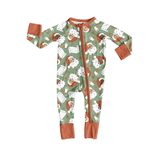 presale LR2601  Baby Boys Santa Letter Milks Christmas Zipper Footie Rompers D 830