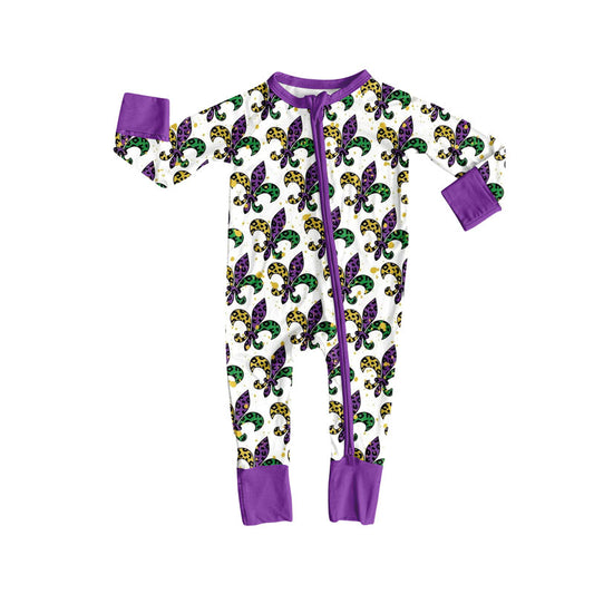 presale LR2677 Baby Boys Mardigras Anchors Checked Zipper Footie Rompers D 916