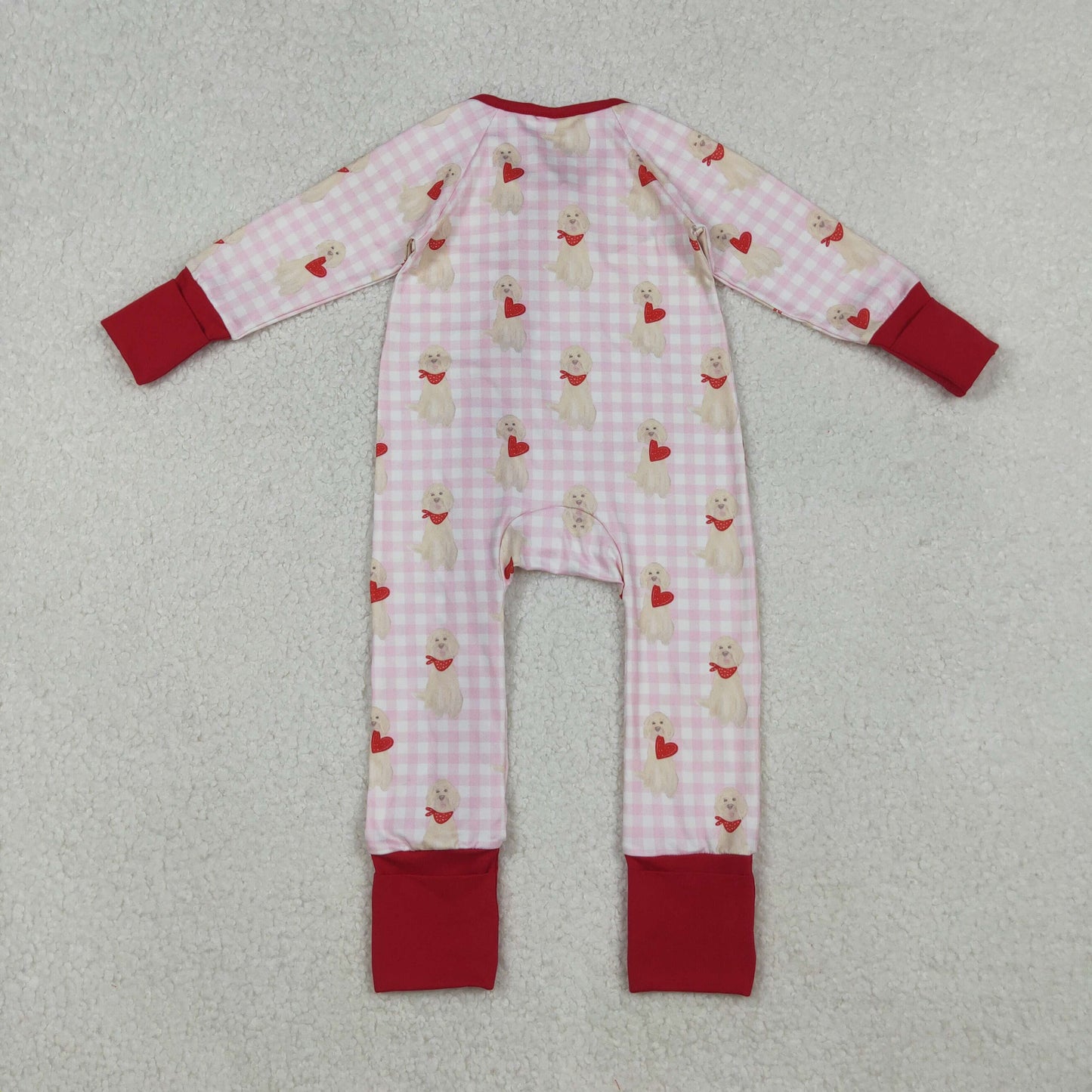 LR2681 Baby Girls Pink Stripes Hearts Pockets Pant Valentine Jumpsuits  D 1023